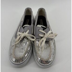 Sperry Top Sider Silver Leather Sequin Slip-On, Women's Size 6.5
